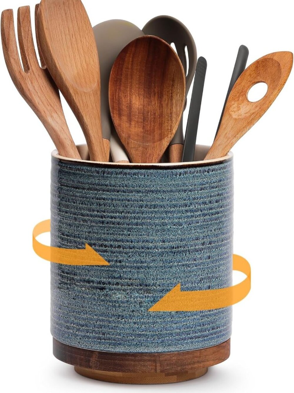 Extra Large 360° Rotating Kitchen Utensil Holder, Ceramic Utensil Caddy for